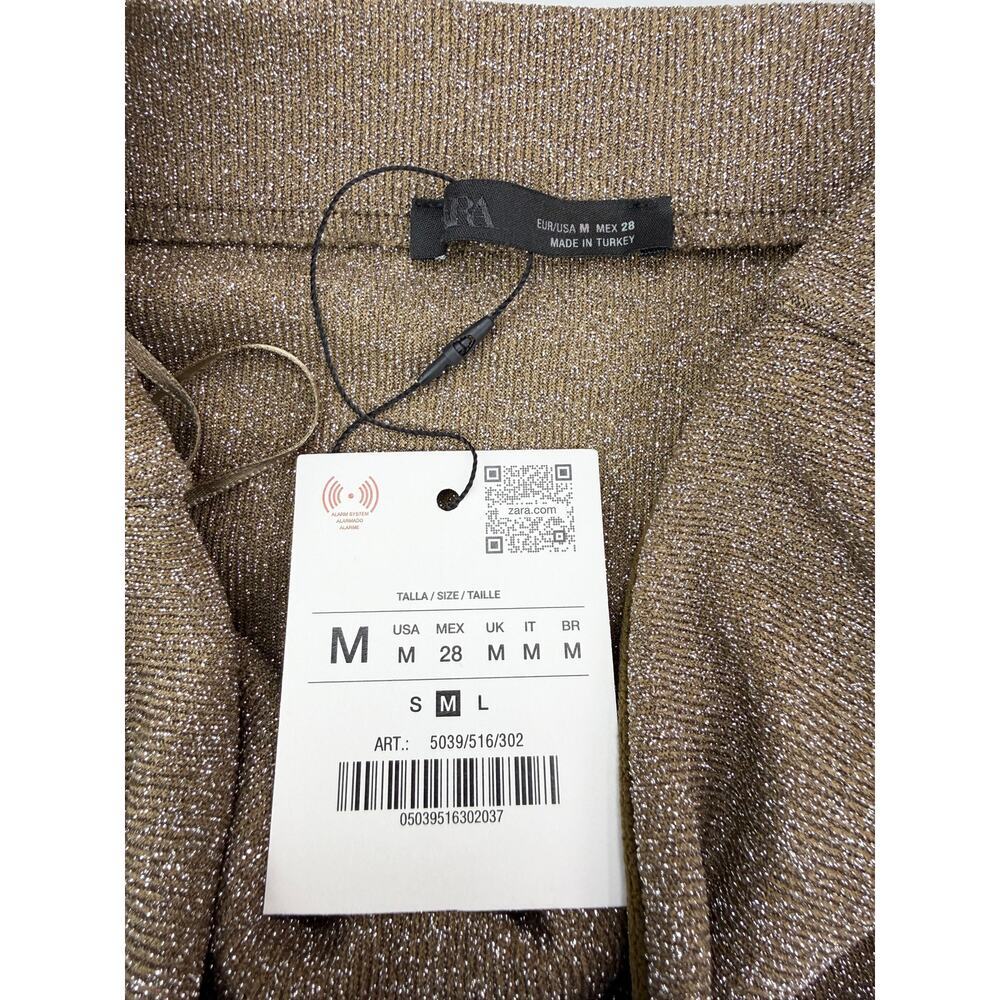 NWT ZARA Metallic Thread Bandeau Bodysuit Size Medium Gold - Picture 6 of 8